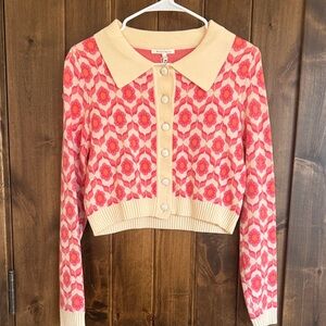 BaeVely Pink and Cream Floral Cardigan, never worn!